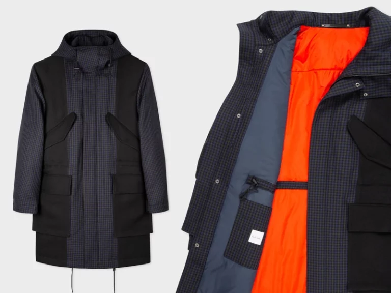 Paul Smith Navy Three-colour Check Wadded Parka: Men’s Streetable Outerwear